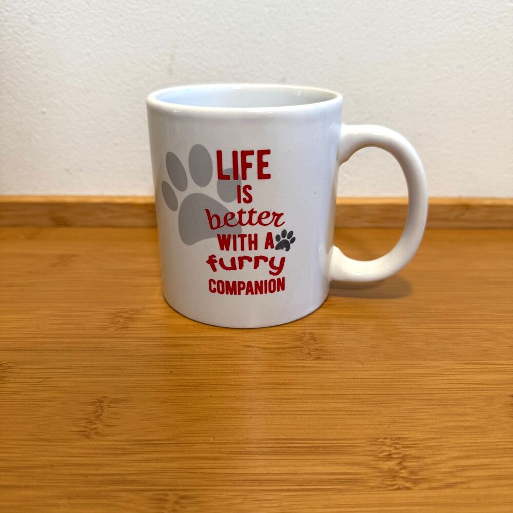 Royal Norfolk Life Is Better With A Furry Companion Coffee Mug Paw Print Cup